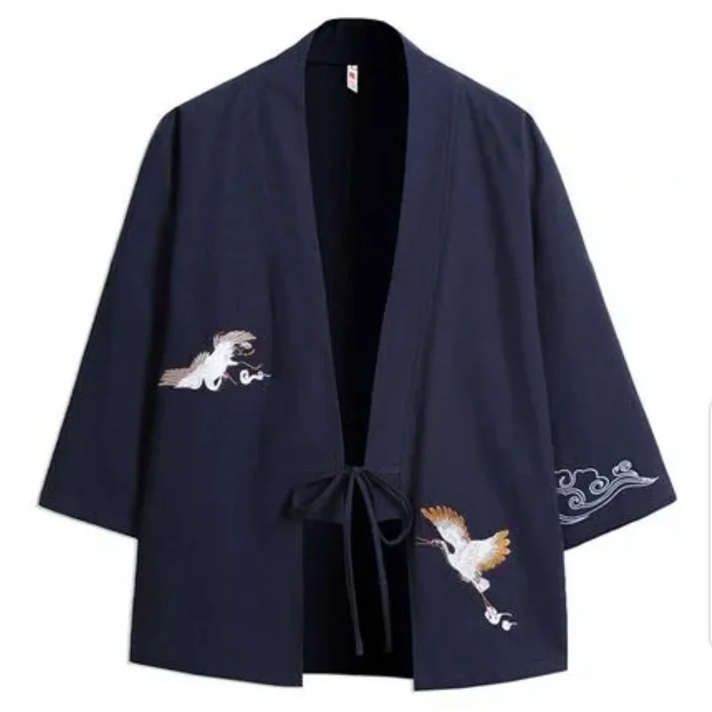 Lefitt NEW Bird Embroidery Tie-Front Kimono Jacket